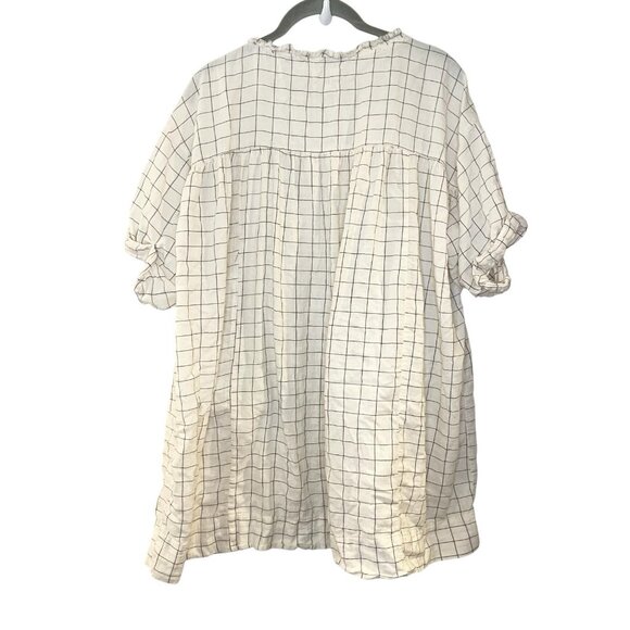 Urban Outfitters Dina Button Front Frock Dress Size XS/S White Window Pane Plaid - Picture 4 of 8